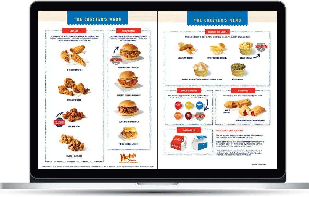 chesters menu laptop