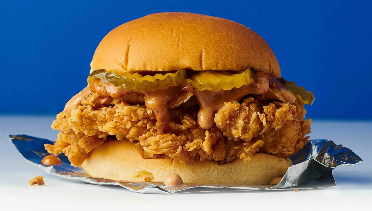 Fried chicken sandwich with pickles